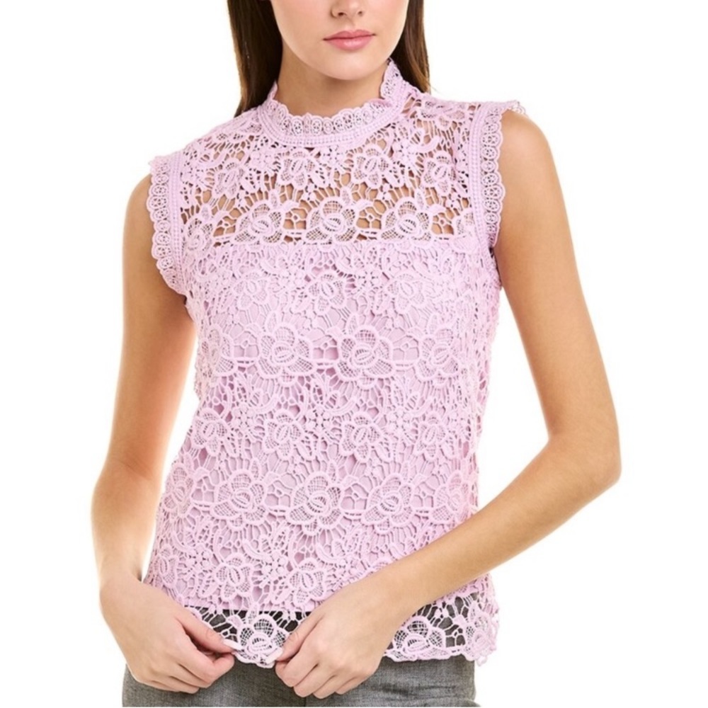 NANETTE LEPORE Sugar Plum Lilac Pink Floral Crochet Sleeveless Top MEDIUM